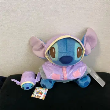 스티치 썸썸 봉제 인형 세트 비오는 날 레인코트 디즈니