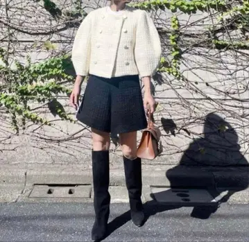 시뉴 트위드 숏팬츠 블랙