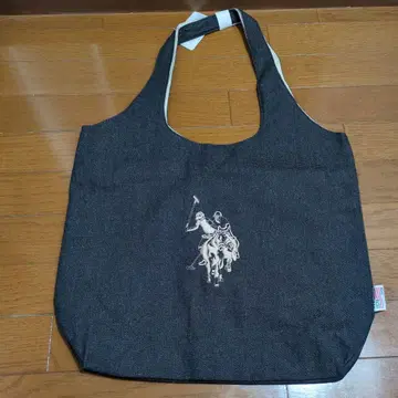 폴로 자수 다크 그레이 대용량 토트백