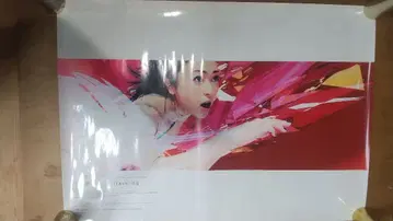 여행 테마의 빨간색 포스터. 우타다 히카루 포스터.