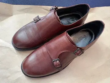 새상품급 파드로네 Padrone 더블 몽크 가죽 신발 브라운 41