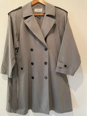SANYO 그레이 더블 브레스트 트렌치코트