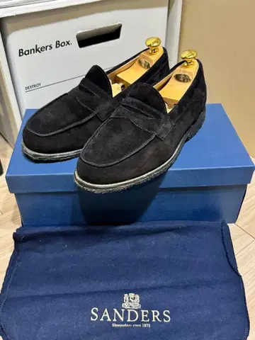 SANDERS 블랙 스웨이드 로퍼 6.5