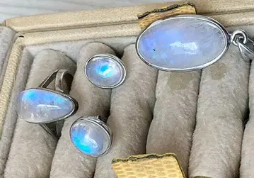 블루문스톤 펜던트 헤드 귀걸이 반지 세트