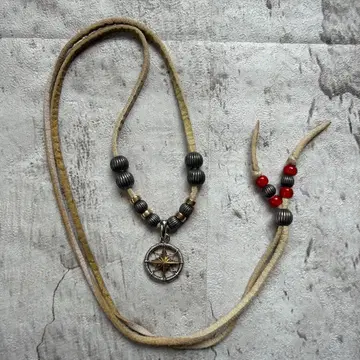 saad 태양신 목걸이 실버 925 가죽끈