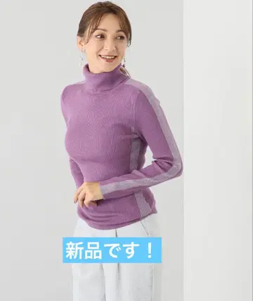 (가격 인하) 스타일 라비 흡습 발열 라메 라인이 엘레강트 터틀 니트