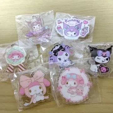 마이멜로디 & 쿠로미 아크릴 키링 세트 전 미개봉 7개