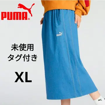 푸마 데님라이크 타이트 스커트 롱 XL 슬릿 카와구치 하루나