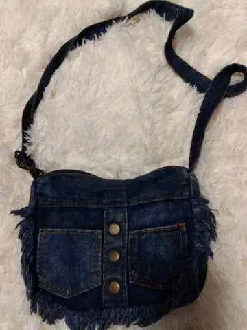 쿠라시키 데님 프린지 데님 숄더백