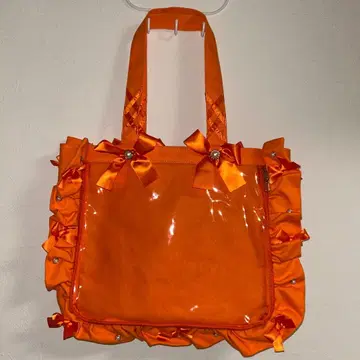 자카마트 이타백 오렌지 A4 토트백 리본 프릴