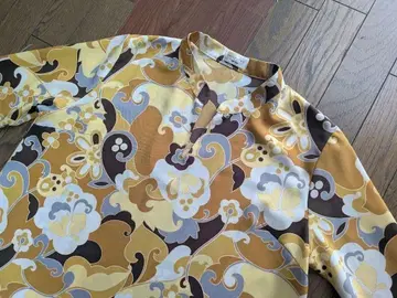 빈티지 1990년대 히피/사이키델릭 7부 소매 블라우스