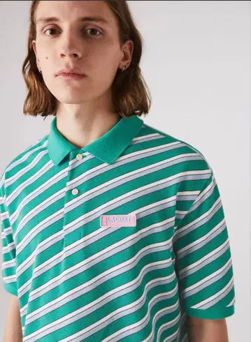 LACOSTE L!VE 다이애그널 스트라이프 피케 셔츠