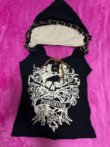 d.i.a 후드 부착 스컬 프린트 탱크탑