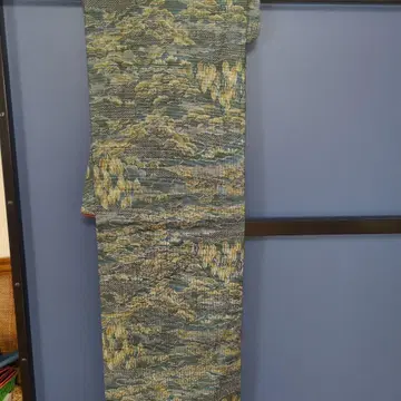 쇼와 레트로 오시마 명주 넓은 카라 이중 기모노 코몬 청록색