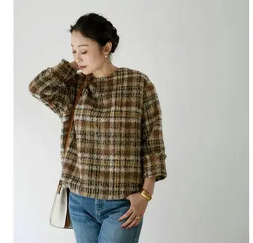 [허그 오버] 샤기 체크 풀오버