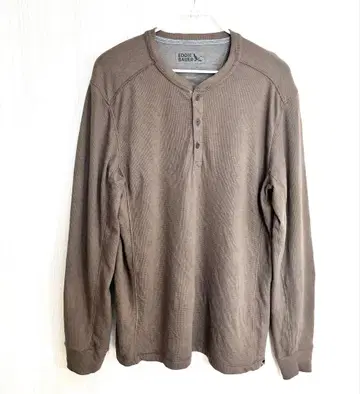 EDDIE BAUER 브라운 헨리넥 긴팔 티셔츠 L