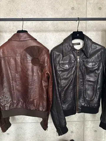 골든구스 서클 가죽 블루종 자켓