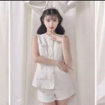 Darich 썸머 트위드 슬리브리스 자켓, 숏팬츠 세트