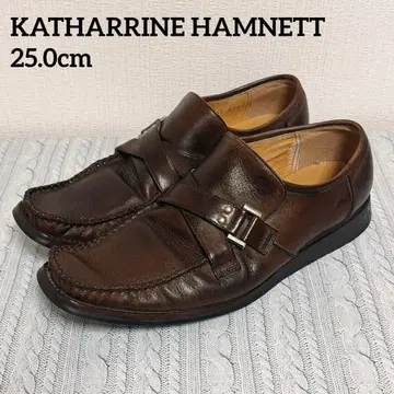 새상품급 KATHARINE HAMNETT 다크 브라운 가죽 신발 슬립온