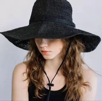 WCJ 블랙 스트랩 밀짚모자 여성용