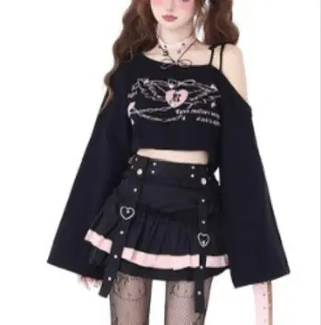 lunaly 블랙 니트 서브컬쳐 양산형