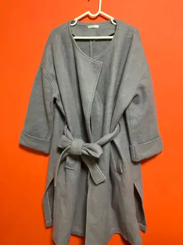 M 사이즈 philter 그레이 계열 허리 리본 롱 코트 봄 초에도 가을