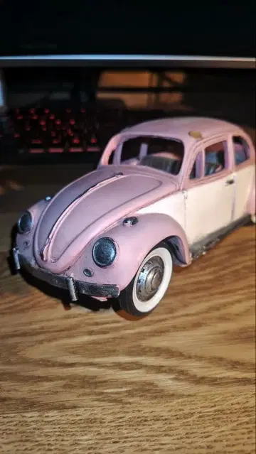 양철 폭스바겐 비틀 핑크 앤티크 골동품