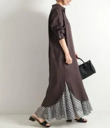 프레임워크 프렌치 린넨 셔츠 원피스 F 밴드 카라