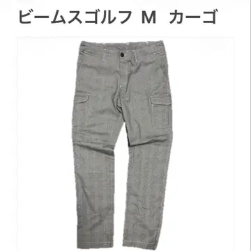 빔즈 골프 M 카고 팬츠 그레이 글렌체크 패턴 스트레치 의류
