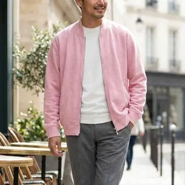 G6020*폴 스튜어트 자켓 지퍼 블루종 핑크 XL