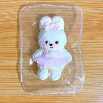 kikisquishy 봉제 인형풍 복슬복슬 토끼 리본 몽환 M