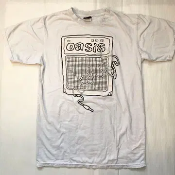 오아시스 oasis L 밴딩 티셔츠 락 티셔츠 화이트