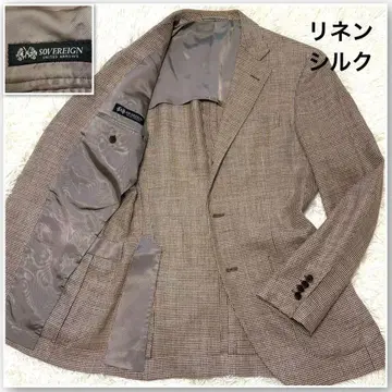 소버린 하운드투스 린넨 실크 테일러드 자켓 본체크 삼자혼