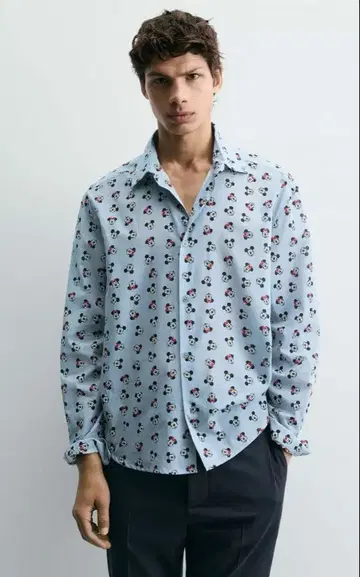 사용감 있음 [ ZARA 자라 Disne ] 미키 & 미니 프린트 셔츠