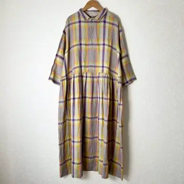 ICHI Antiquites 25봄/여름 코튼 린넨 체크 원피스