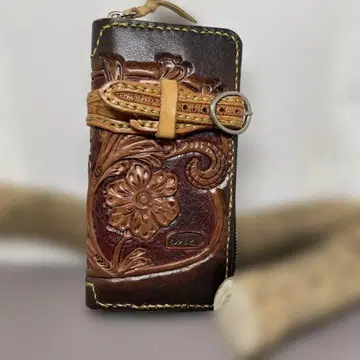 천연 가죽 카빙 장지갑