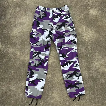 로스코 카모 패턴 카고 팬츠 보라색 그레이 블랙 S 사이즈