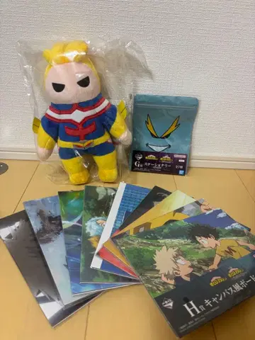 나의 히어로 아카데미아 올마이트 봉제 인형과 H 캠퍼스풍 포트 세트