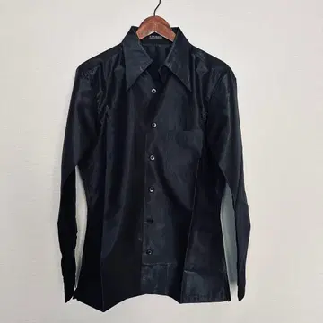 미사용 5351 푸르옴므 드레스 셔츠 광택 블랙 일본제 폴리에스테르