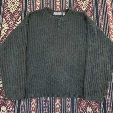 90s DAVID TAYLOR 헨리넥 니트 다크 그린 L