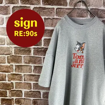 TOM&JERRY 톰과 제리 캐릭터 프린트 맨투맨 반팔