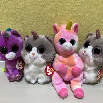 Ty 유니콘 고양이 봉제 인형 소 4개 SET