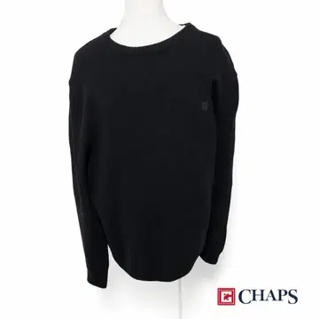 CHAPS 코튼 니트 XL 블랙 자수 로고 면 100%
