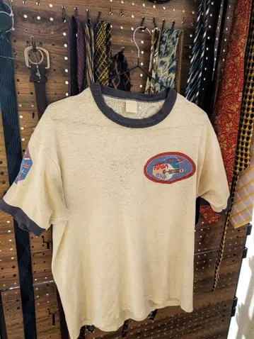 VINTAGE 구제 의류 80s NASA 링거T 페이드