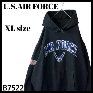 AIR FORCE 에어포스 미 공군 자수 아치 로고 후드티 블랙 XL