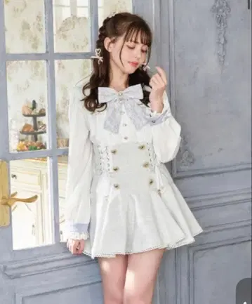 LIZLISA 리즈리사 메시지 리본 트위드 셋업 블루