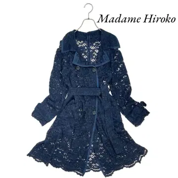 08T934 MadameHiroko 꽃무늬 레이스 롱 코트 겉옷 M