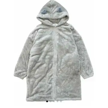 ABITOKYO Furry 손가락 구멍 지퍼 후드티 그레이