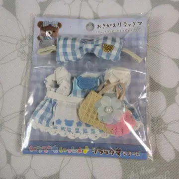 코리구 스토어 옷 갈아입는 리락쿠마 체크 원피스 백 리본