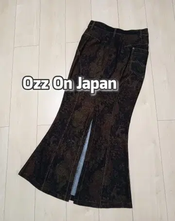 오즈온 머메이드 롱 스커트 맥시 길이 깊은 슬릿 꽃무늬